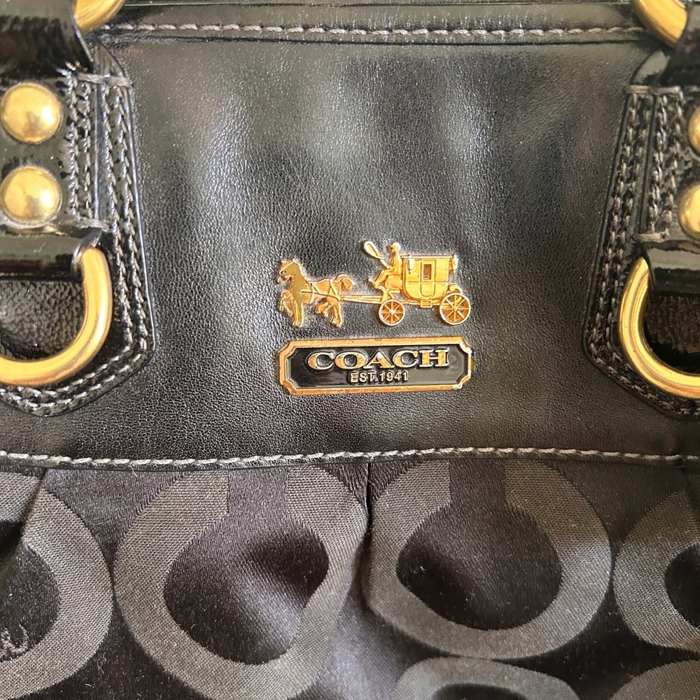 Coach Black Julianne Madison Op Art Satchel - EUC - Picture 3 of 14